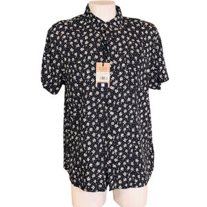 Men's Chubbies Casual Button Down Shirt XXL navy & White Floral